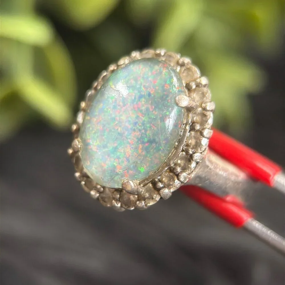 Silver‎ 925 Opal/Cz Ring